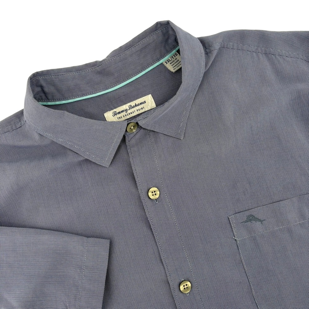 Tommy Bahama The Coconut Point Blue Micro Check Coolmax Shirt XXL ST325701